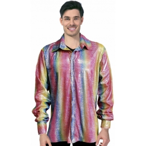 70s Costume Rainbow Disco Shirt - Mens 70s Disco Costumes